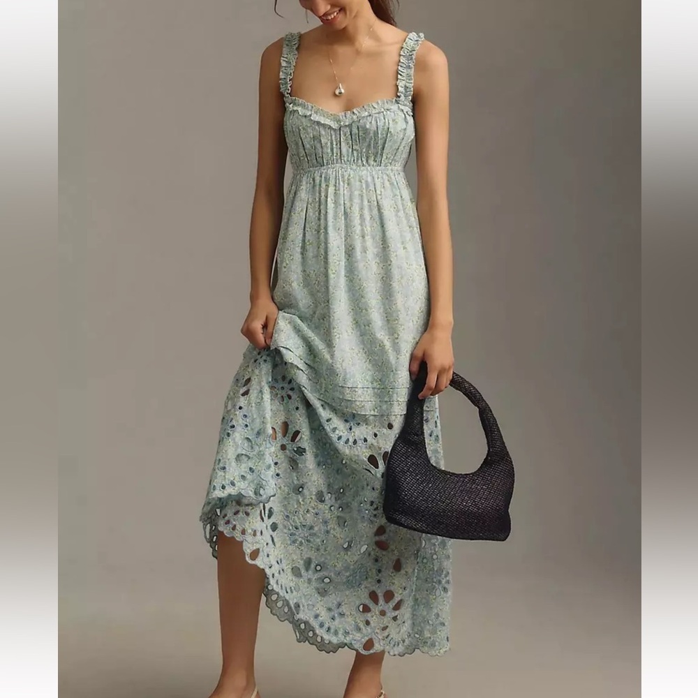 By Anthropologie Sweetheart Babydoll Maxi Dress L